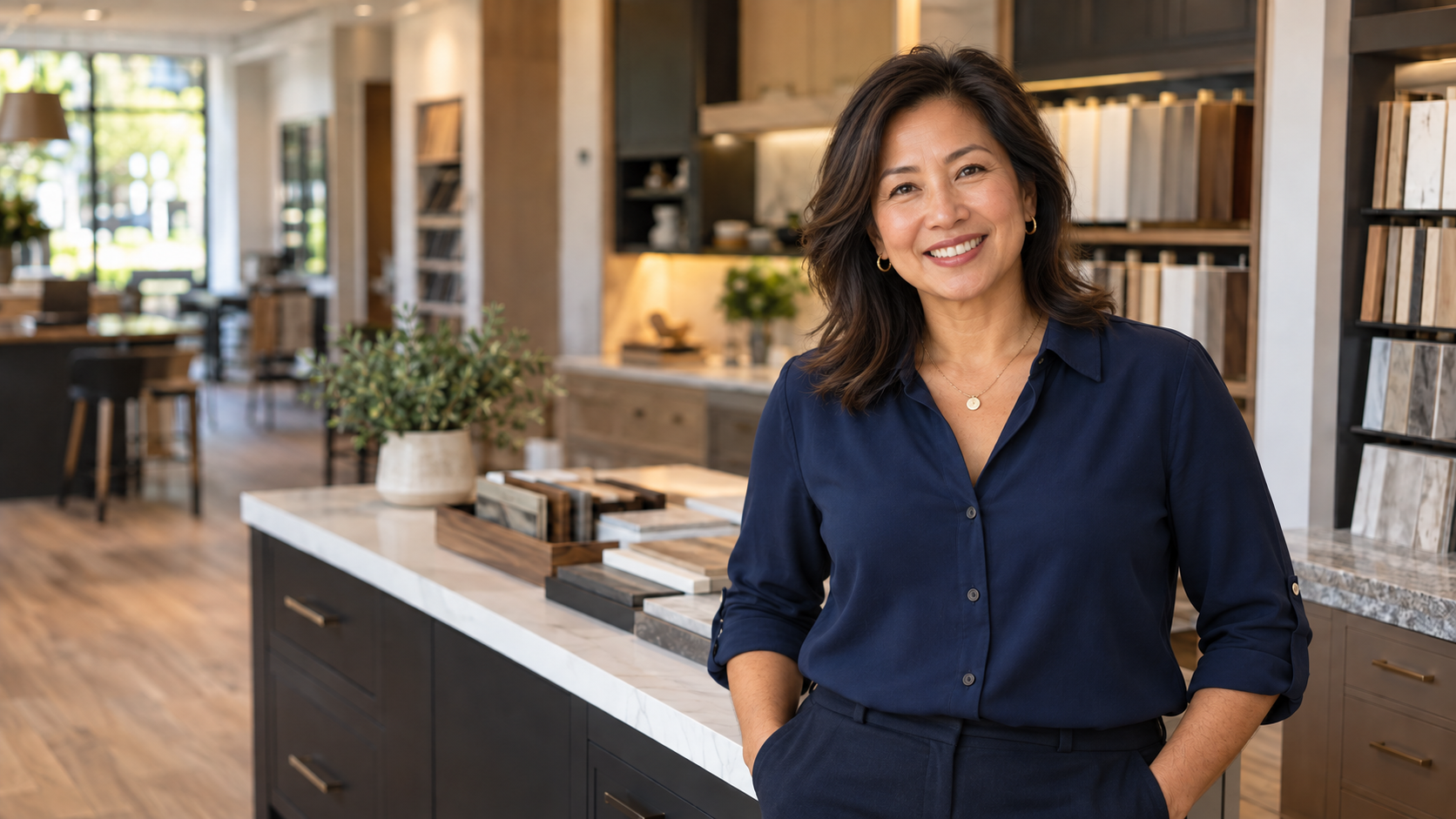 Business owner standing in her showroom